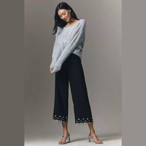 NEW Tall Sizes 6, 8, 10, 12 Women's Crystal Crop Pants - Black by Anthropologie